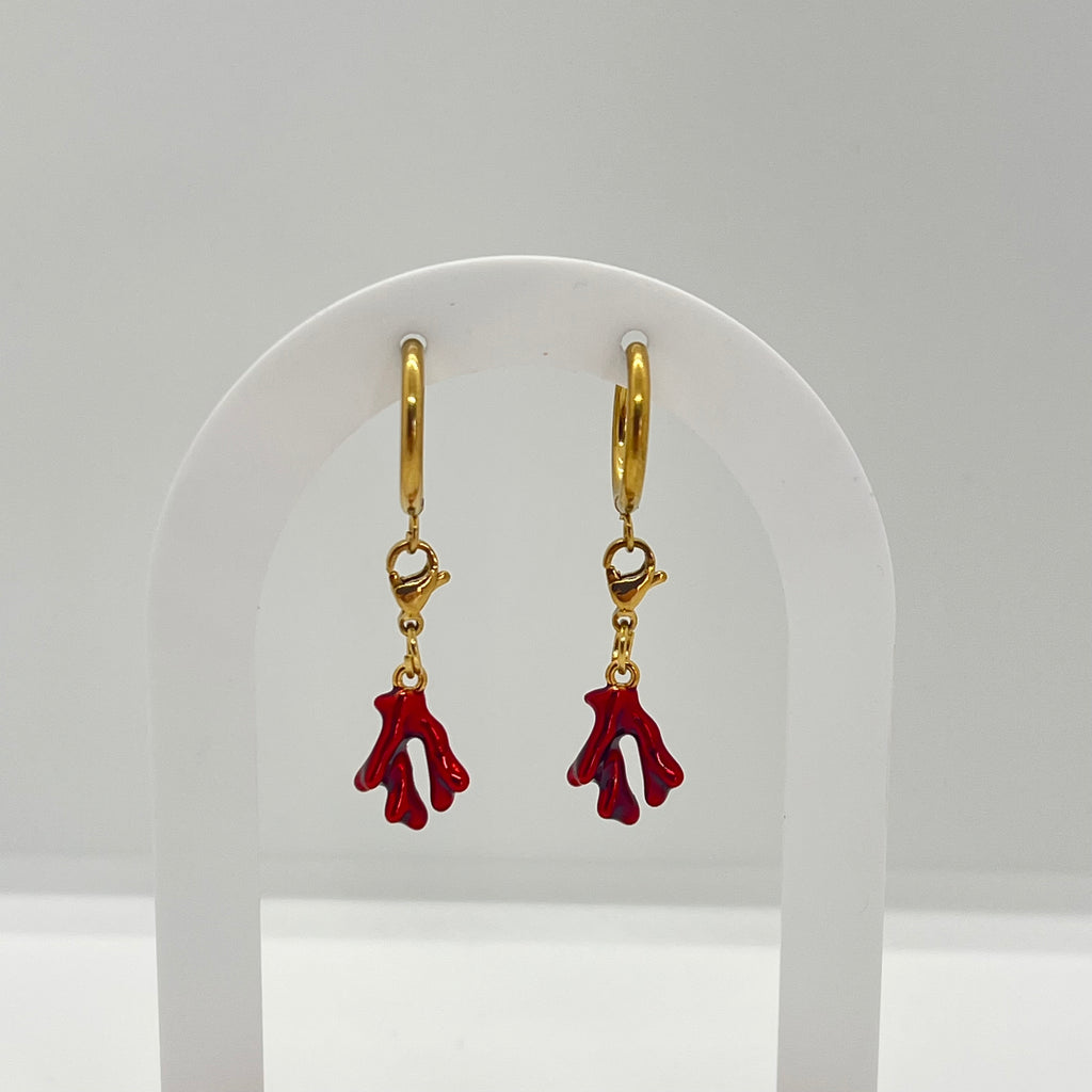 Boucles d'oreilles Soléa algues rouges