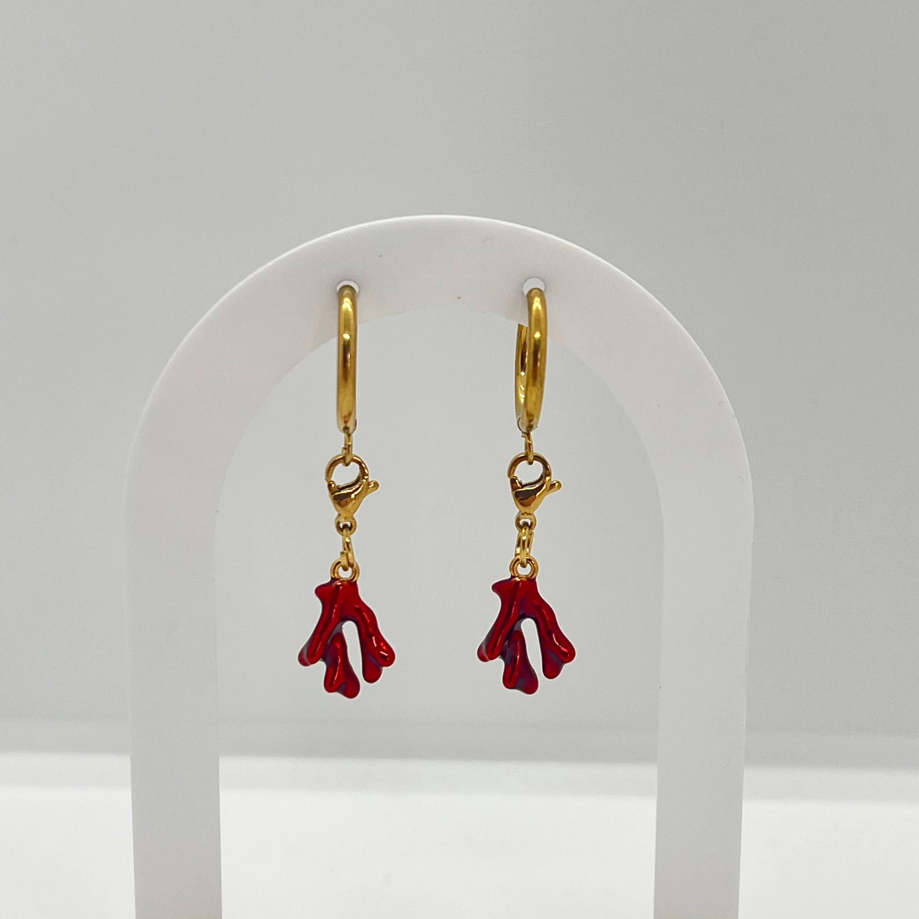 Boucles d'oreilles Soléa algues rouges