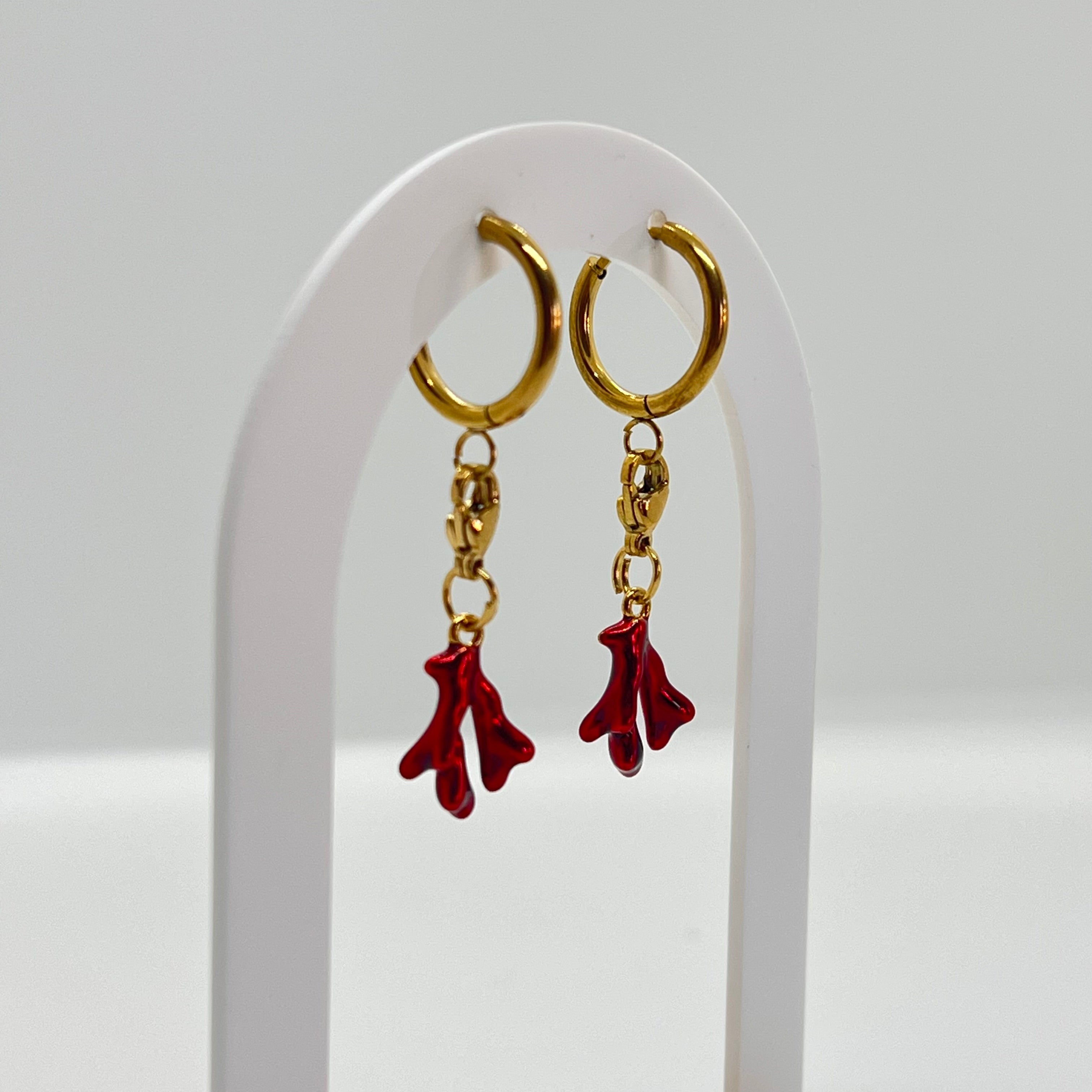 Boucles d'oreilles Soléa algues rouges 2