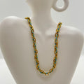 Collier chaîne dorée & cordon bleu