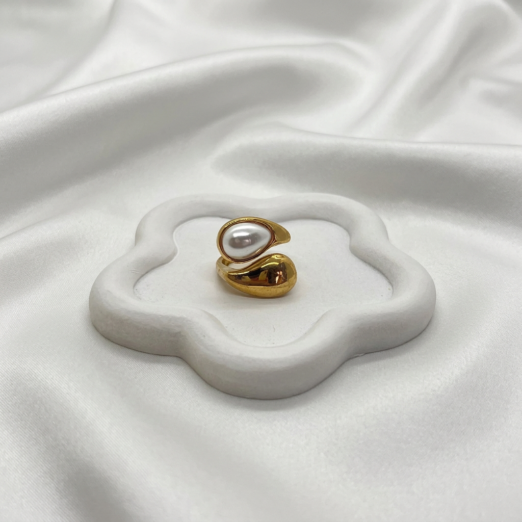 Bague nacrée dorée, vue complète
