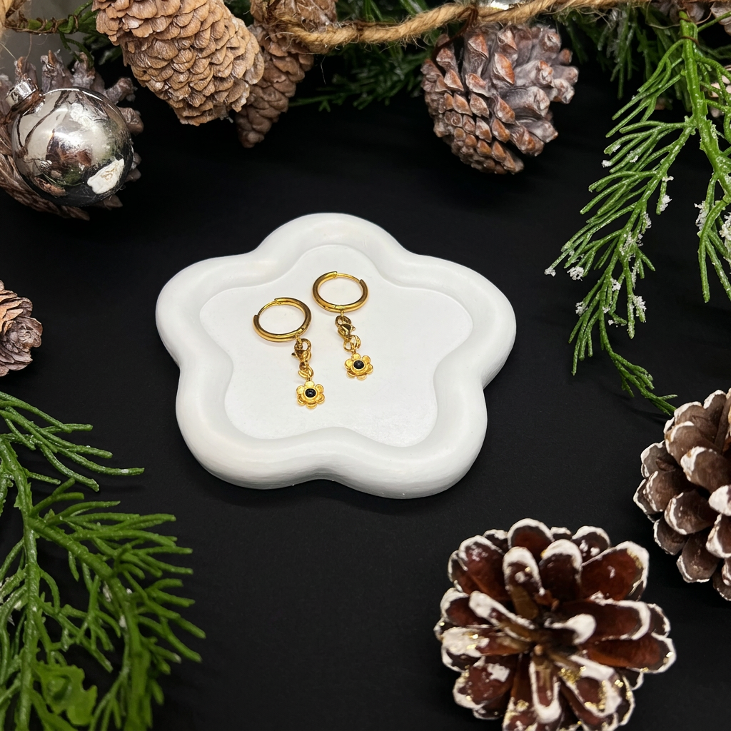 Boucles d’oreilles fleurs, vue complète