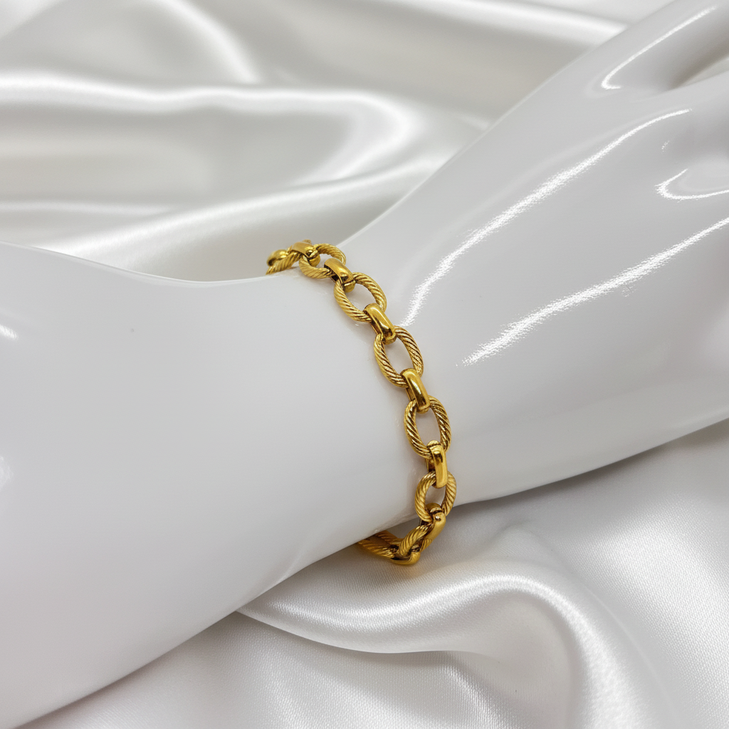 Bracelet chaîne doré torsadé 