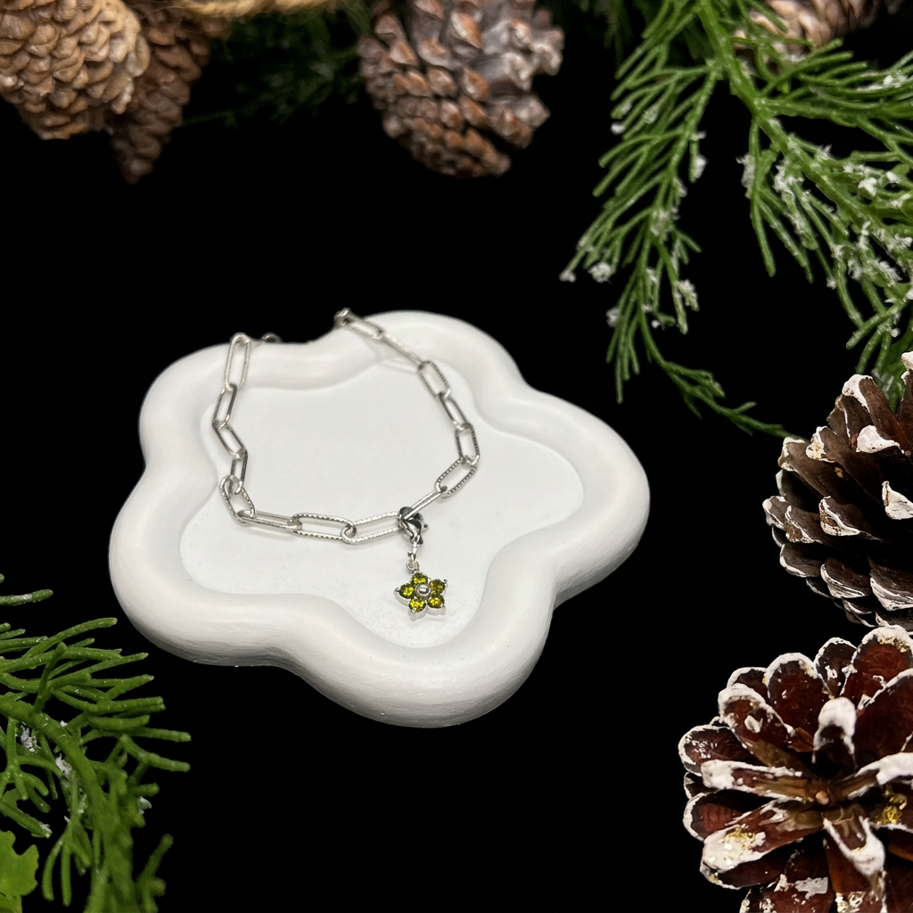 Bracelet fleur verte, vue complète