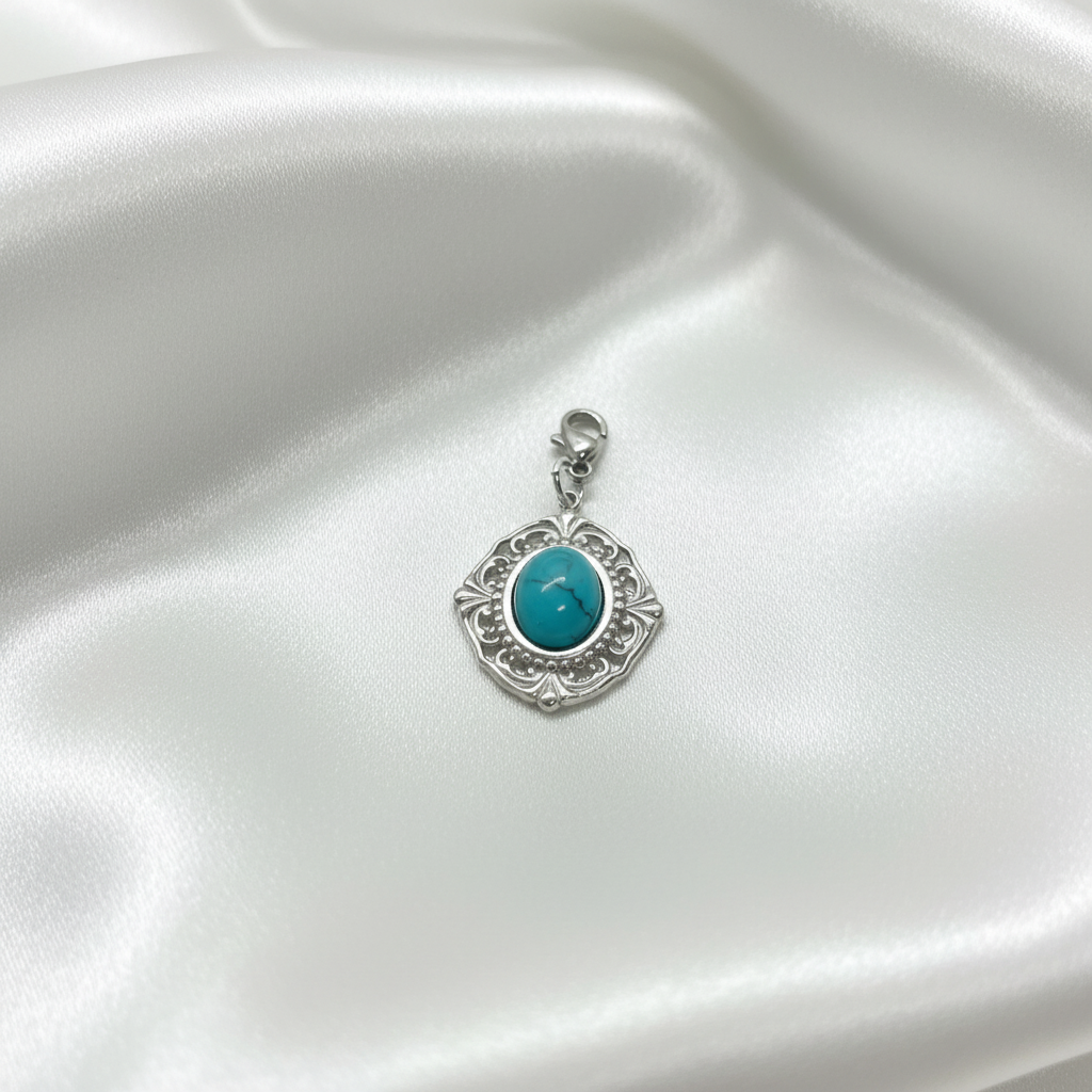 Charm médaillon turquoise