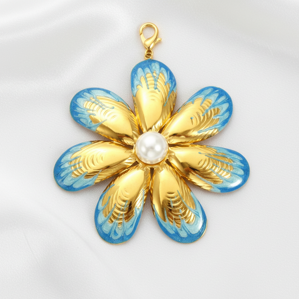 Pendentif fleur bleue