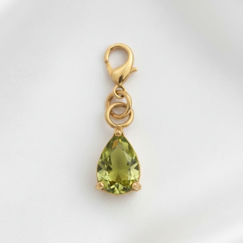 Pendentif goutte vert olive clair